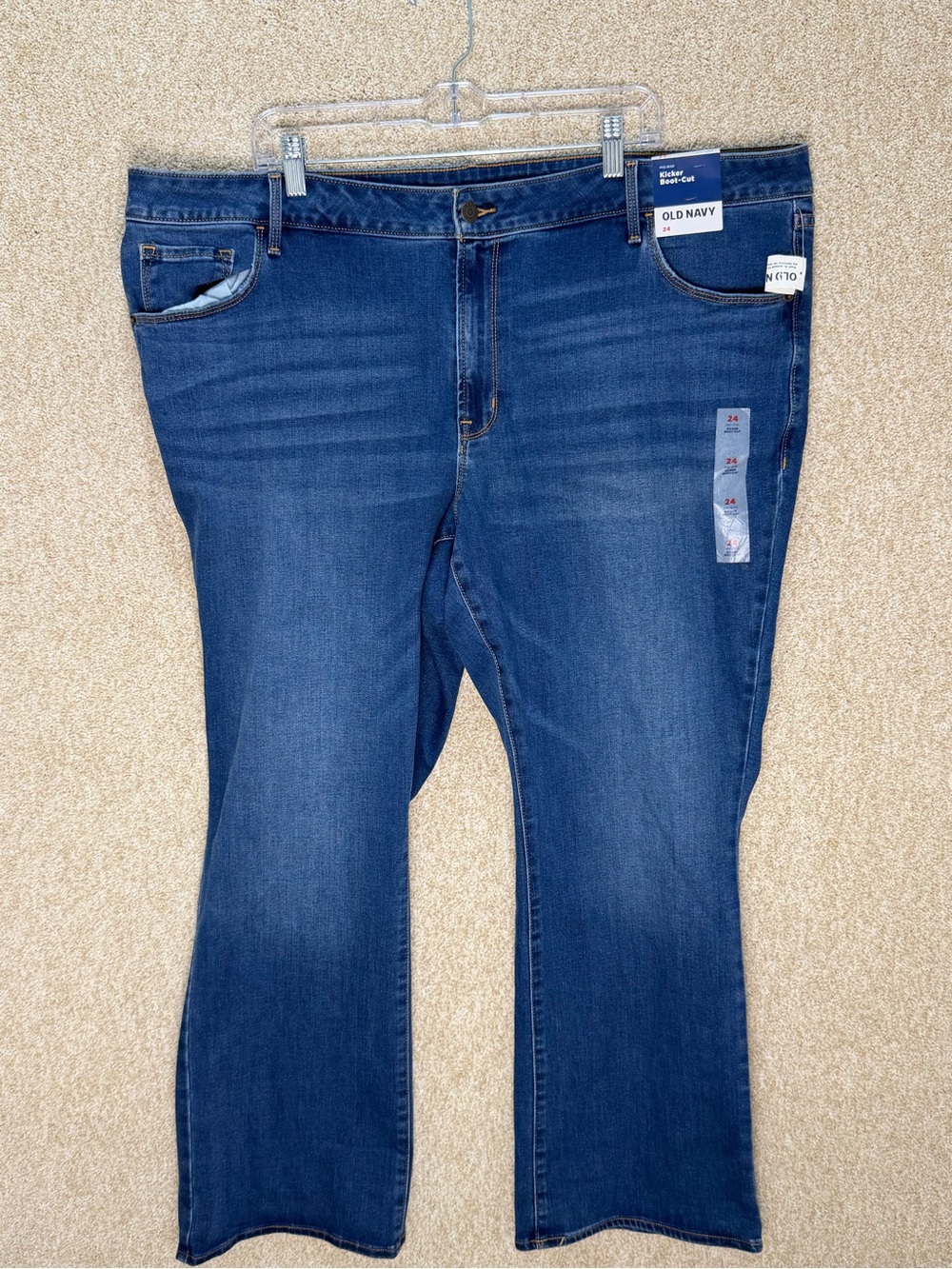 NWT Old Navy mid rise kicker boot cut denim jeans‎ plus size 24 cotton blend